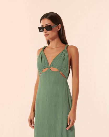 Robe longue Bubble Oil Green
