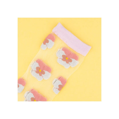 Chaussettes transparentes Pensée rose Coucou Suzette vue 2
