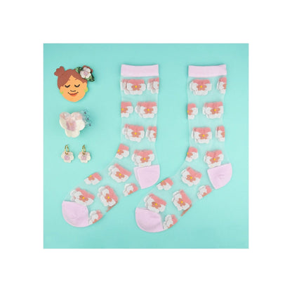 Chaussettes transparentes Pensée rose Coucou Suzette vue 3