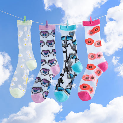 Chaussettes transparentes Pensée mauve Coucou Suzette vue 5