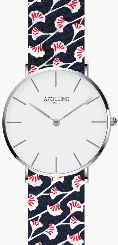 Montre à bracelet interchangeable argentée (plusieurs motifs)
