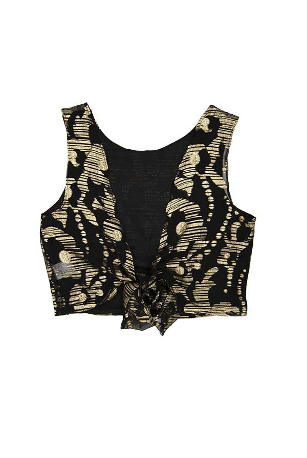 Top en soie dos nu Chioma lurex noir & or