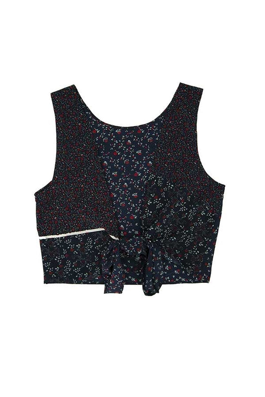 Top en soie dos nu Chioma liberty navy