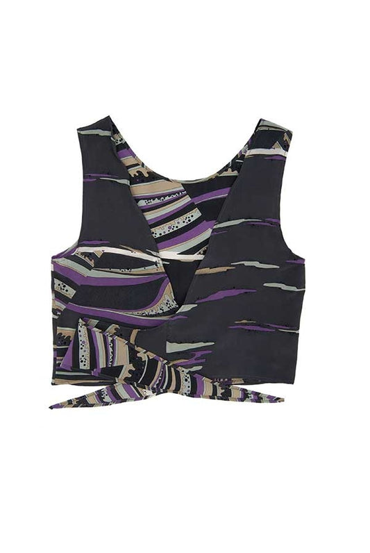Top en soie dos nu Chioma wave violet