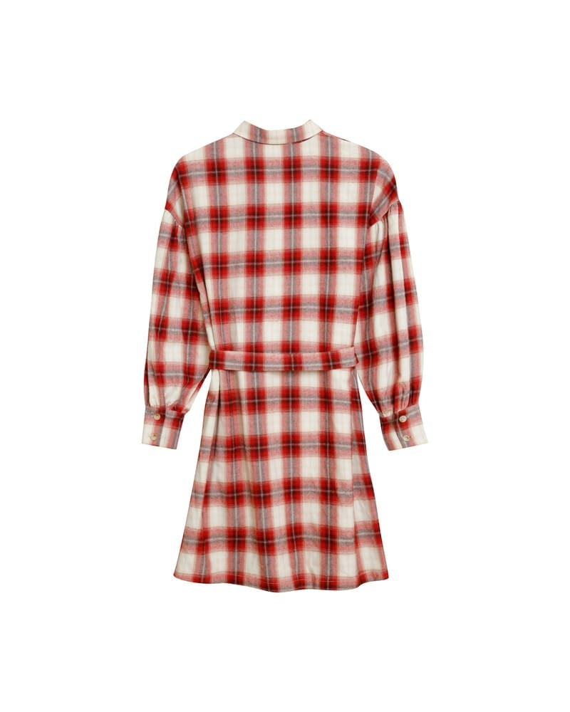 Robe Dorota à carreaux rouges
