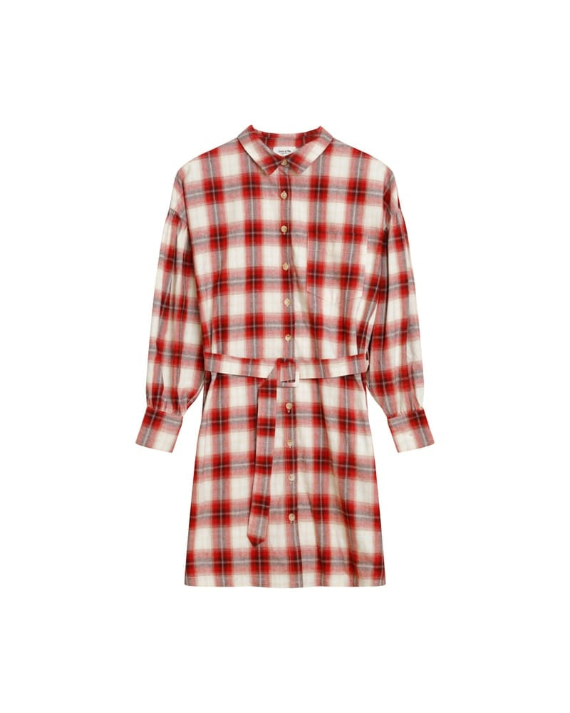 Robe Dorota à carreaux rouges