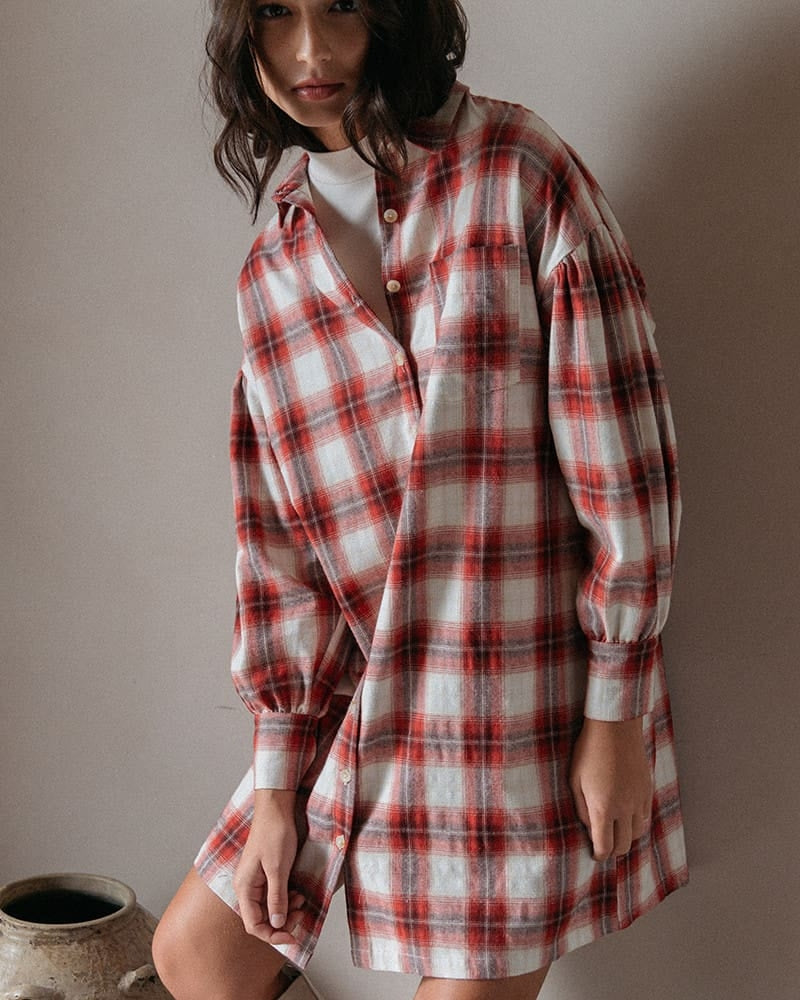 Robe Dorota à carreaux rouges