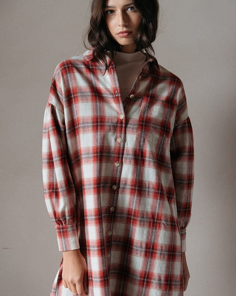 Robe Dorota à carreaux rouges