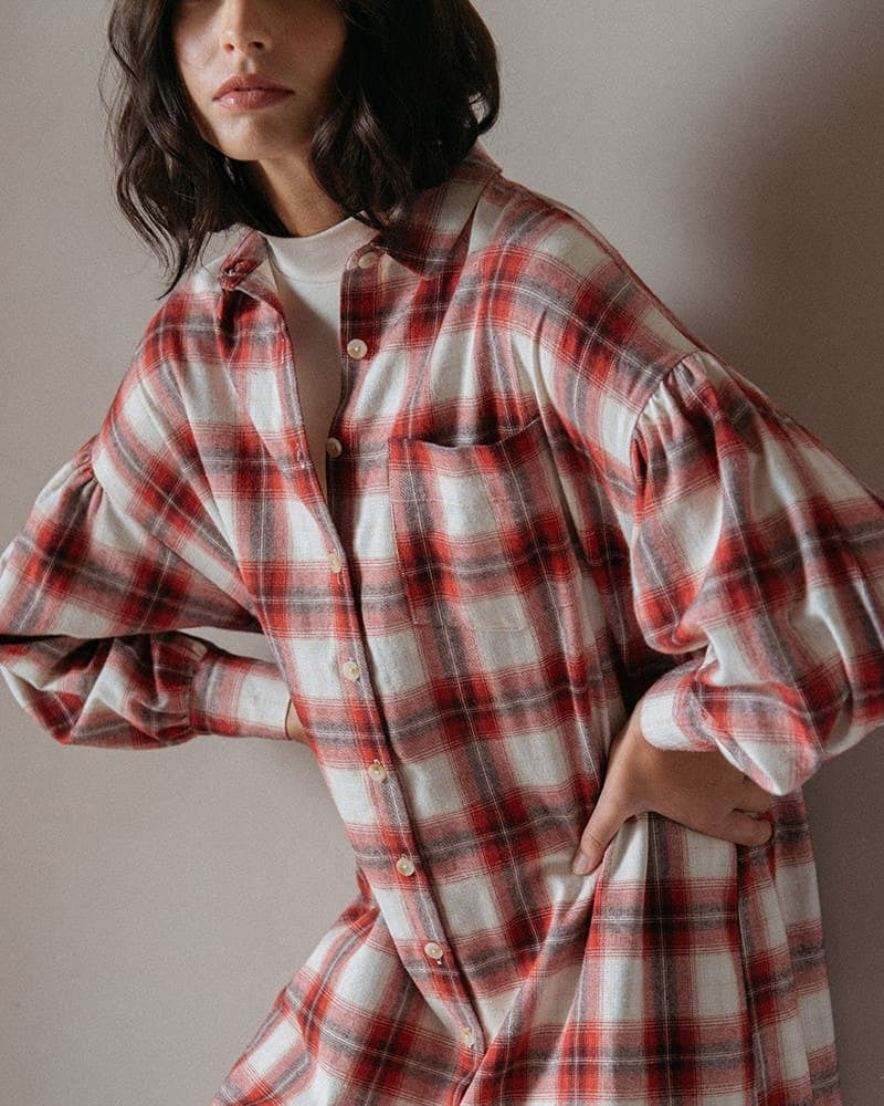 Robe Dorota à carreaux rouges