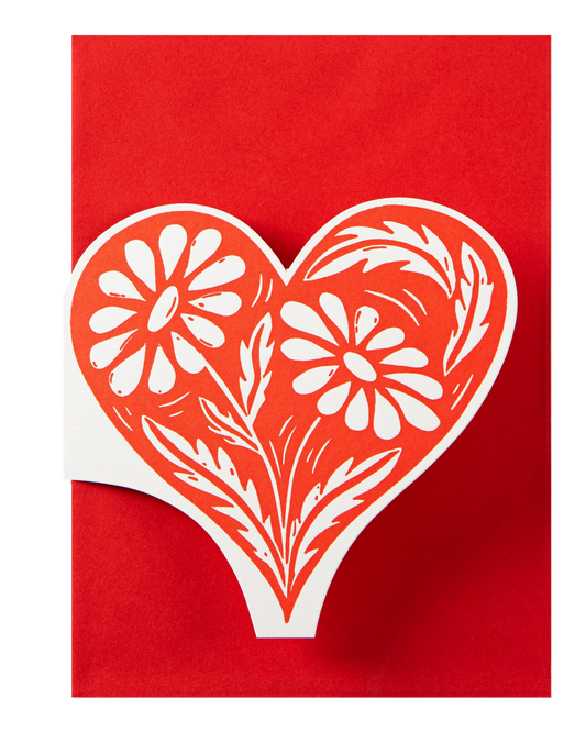 Carte découpée Botanical Heart rouge Archivist Gallery