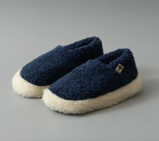Chaussons en laine bleu foncé