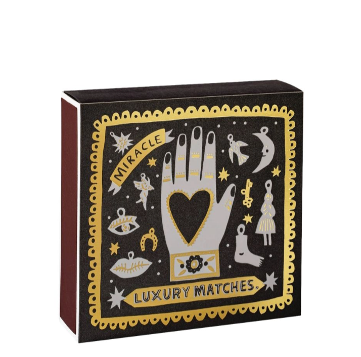 Boîte d’allumettes Black Miracle noire et dorée Archivist Gallery – vue existante 1