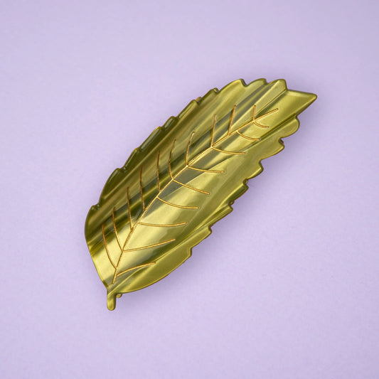 Pince à cheveux Feuille châtaigner verte