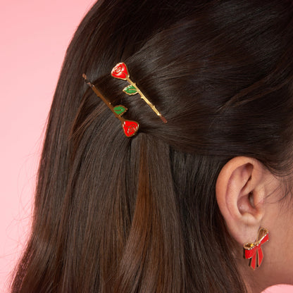 Duo de barrettes fines Roses Coucou Suzette vue produit