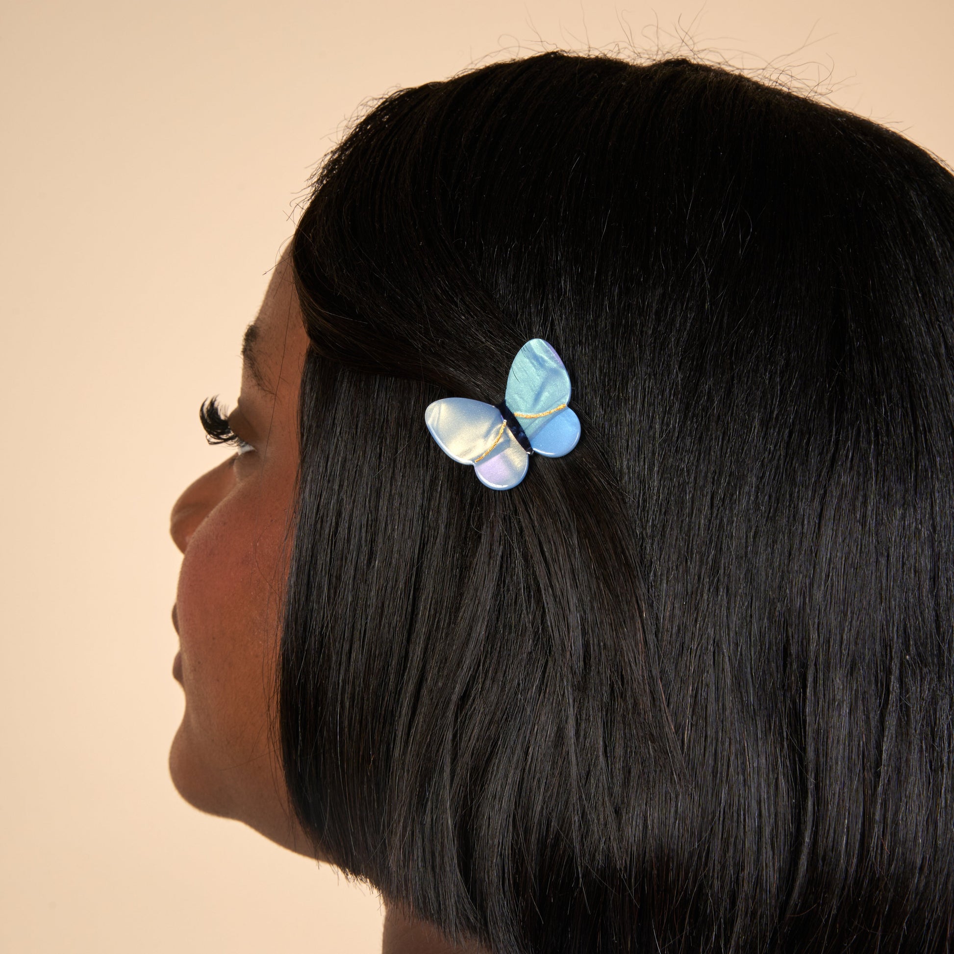 Barrette Papillon Lavande Coucou Suzette porté