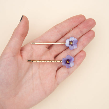 Duo de barrettes fines Pensées Coucou Suzette vue complémentaire 6