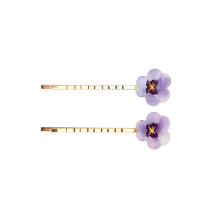 Duo de barrettes fines Pensées Coucou Suzette vue complémentaire 7