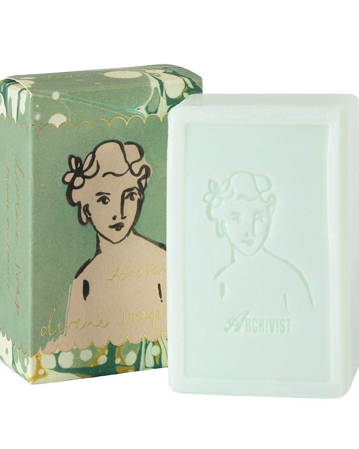 Savon Aloe Vera vert et boîte illustrée Archivist Gallery