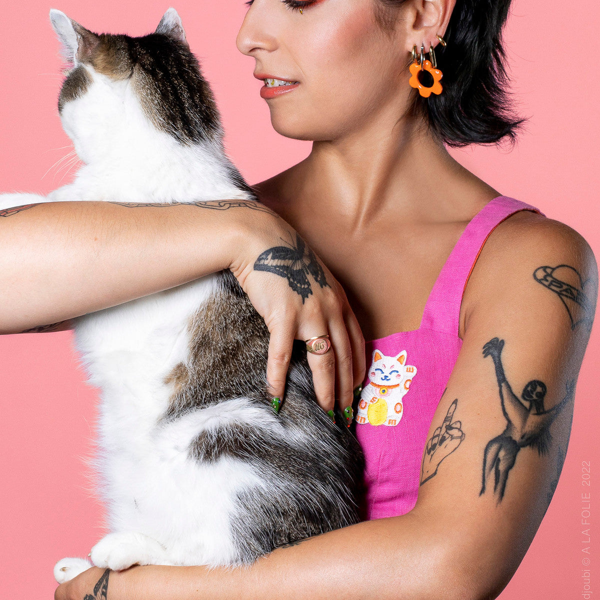 Patch thermocollant Lucky Cat Malicieuse - Patch thermocollant Lucky Cat Malicieuse