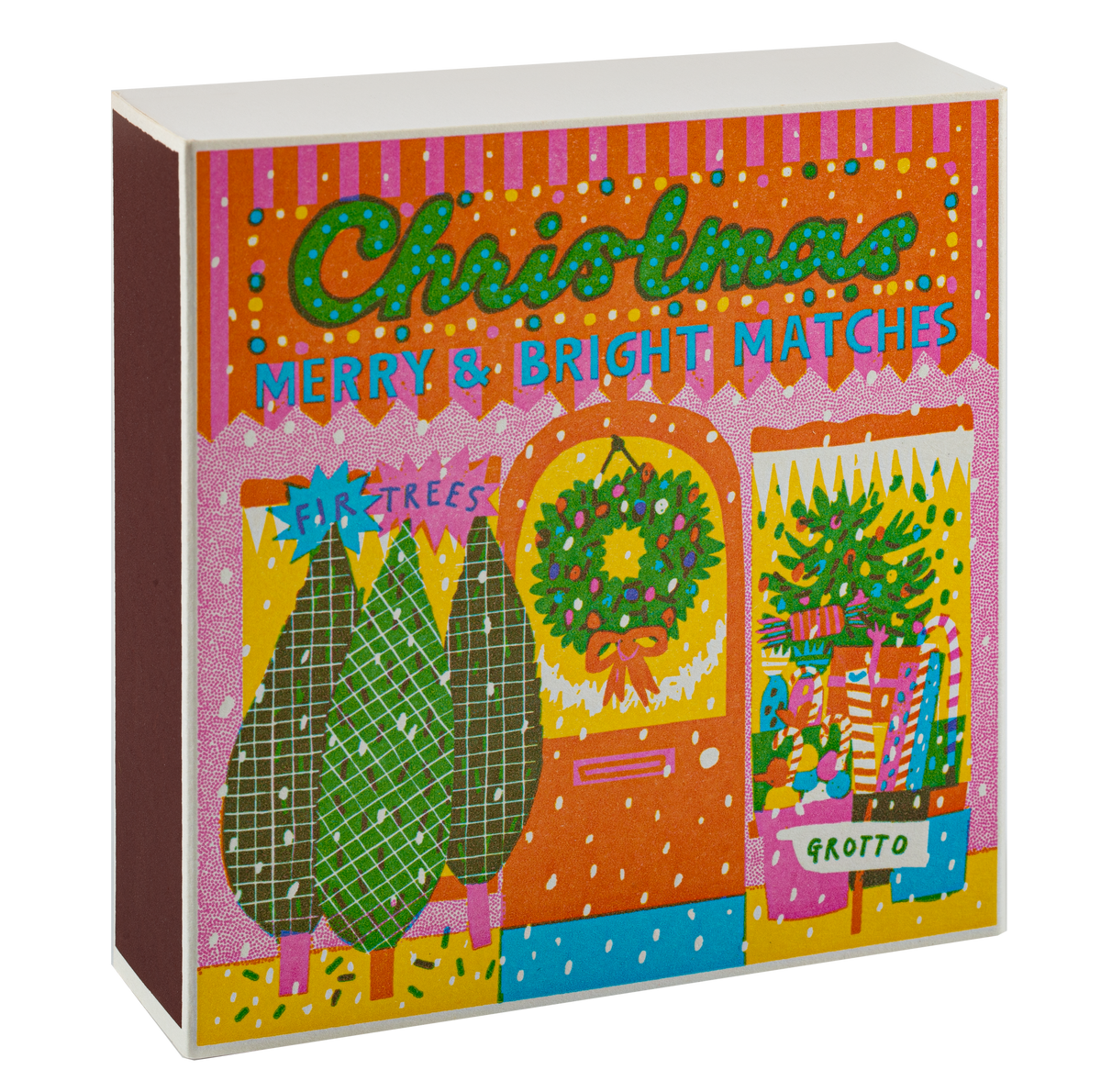 Boîte d’allumettes Christmas Supplies Archivist Gallery ouverte, vue de face