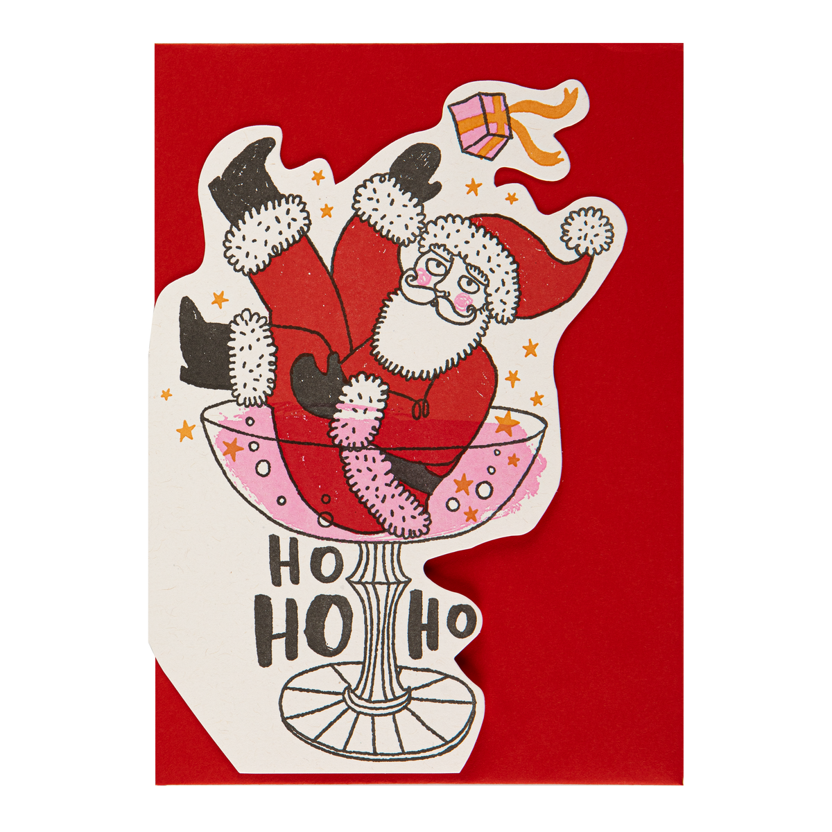 Carte Father Christmas Champagne Archivist Gallery, vue rapprochée du Père Noël