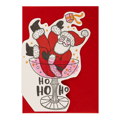 Carte Father Christmas Champagne Archivist Gallery, vue rapprochée du Père Noël