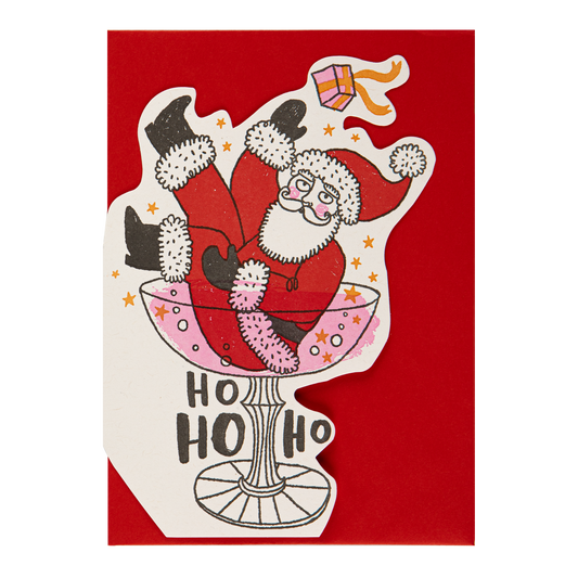 Carte Father Christmas Champagne Archivist Gallery, vue rapprochée du Père Noël