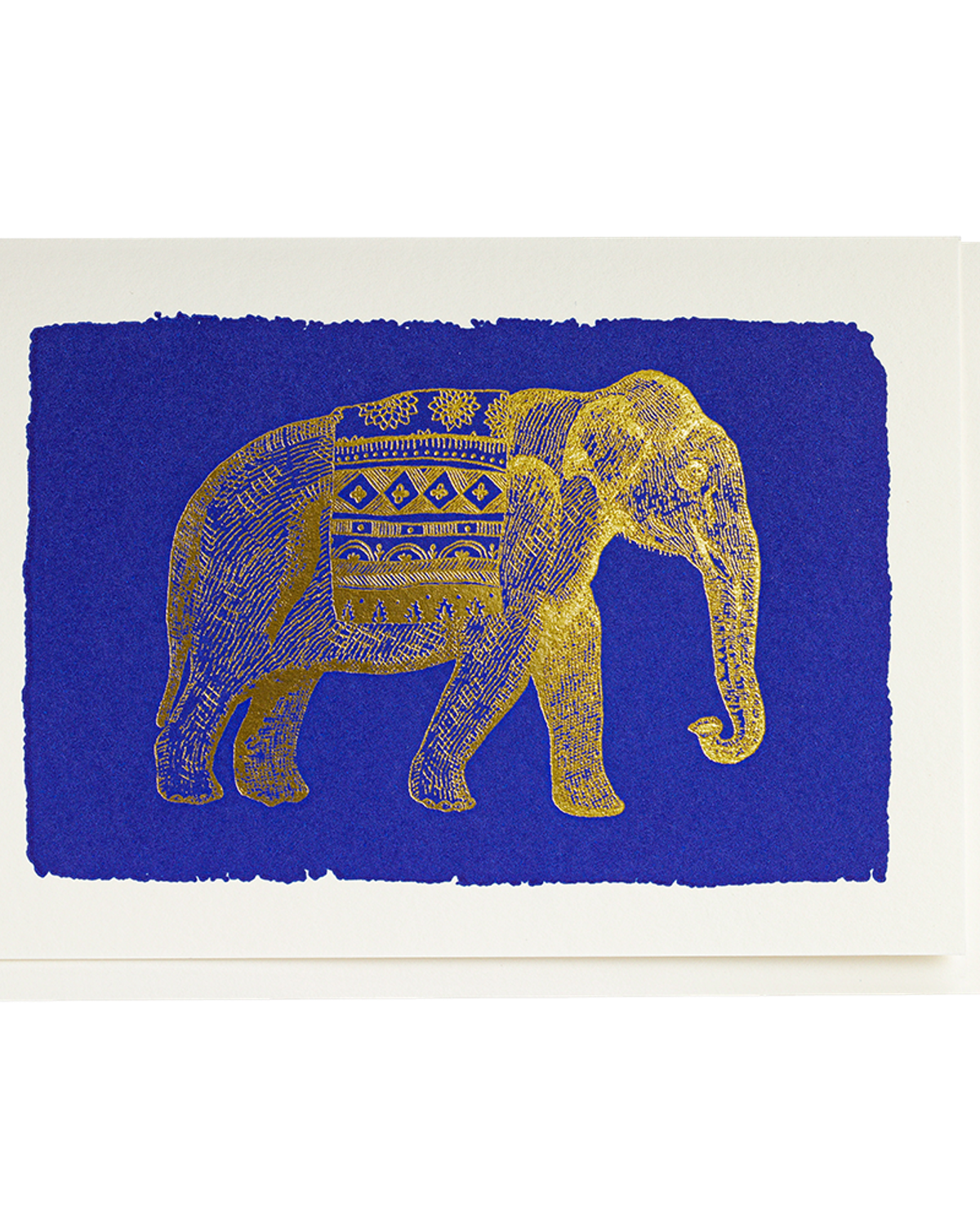 Petite carte Gold Elephant bleue et dorée Archivist Gallery