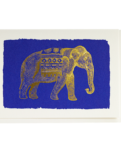 Petite carte Gold Elephant bleue et dorée Archivist Gallery