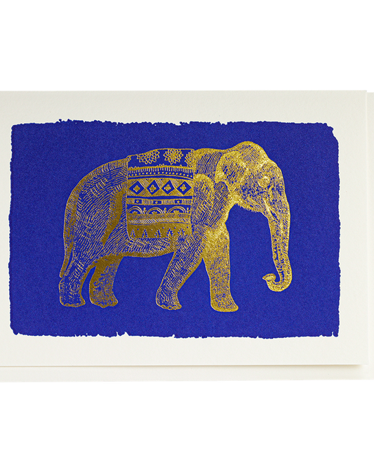 Petite carte Gold Elephant bleue et dorée Archivist Gallery