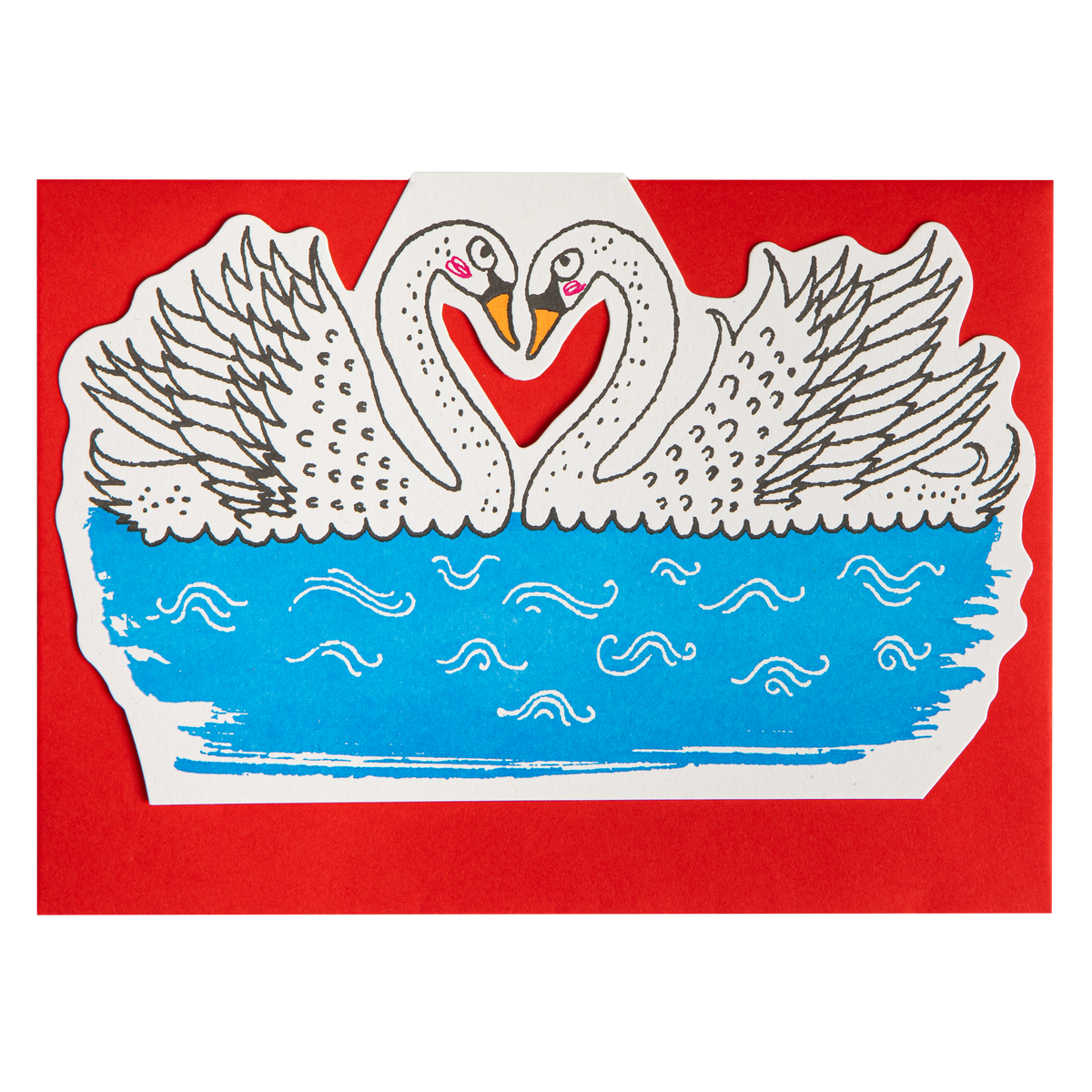 Carte découpée Two Swans Archivist Gallery, vue rapprochée des deux cygnes