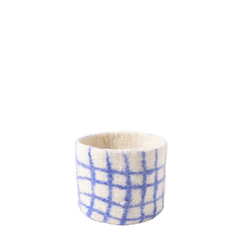 Cache-pot graphique Aveva 14 cm à carreaux bleus