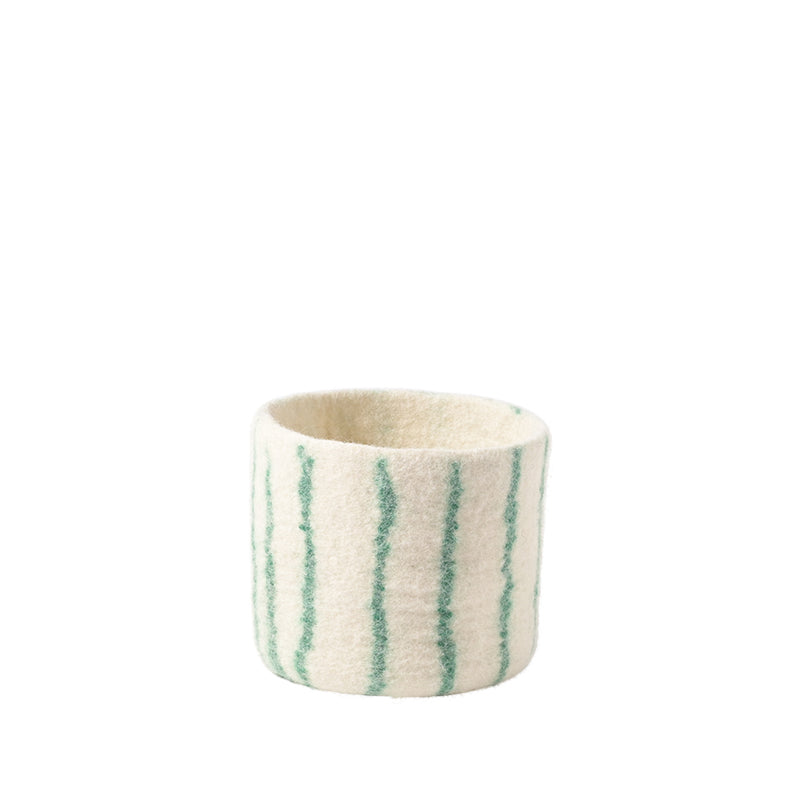 Cache-pot graphique Aveva 14 cm à rayures vertes, vue du pot