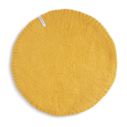 Coussin d’assise rond en laine Ocre Aveva, vue de face
