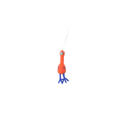 Oiseau Funky Birds S corail en laine Aveva, vue du sujet sur fond blanc