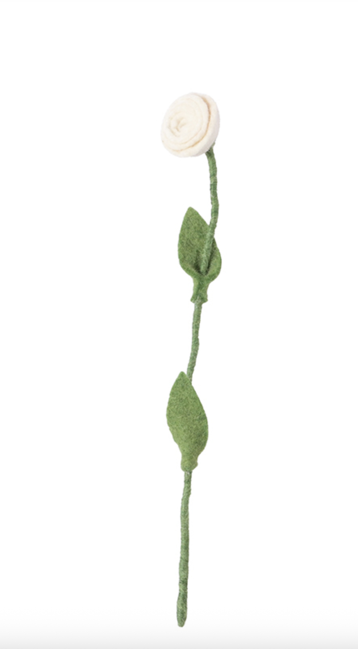 Fleur Rose blanche en laine – Aveva