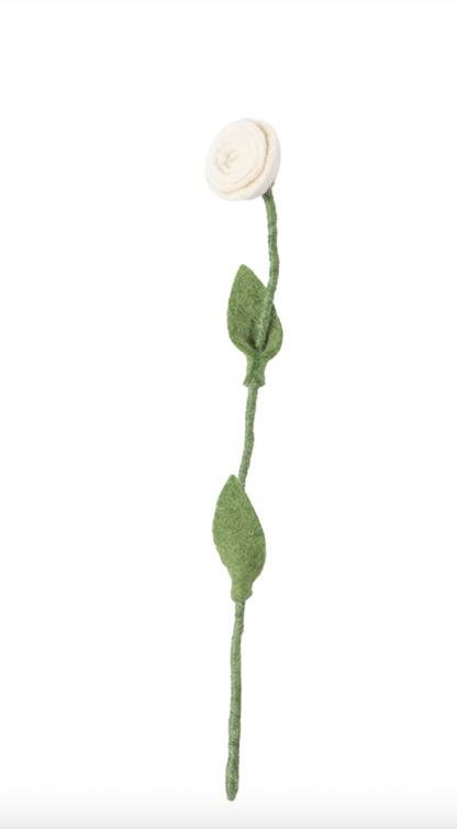 Fleur Rose blanche en laine – Aveva