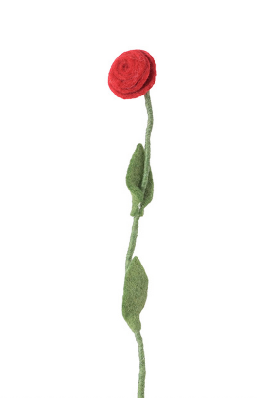 Fleur Rose rouge en laine – Aveva