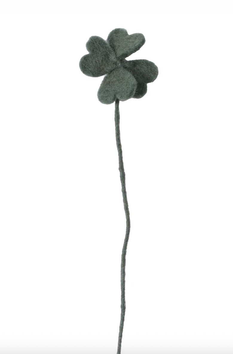 Fleur trèfle Clover Dark Green en laine – Aveva