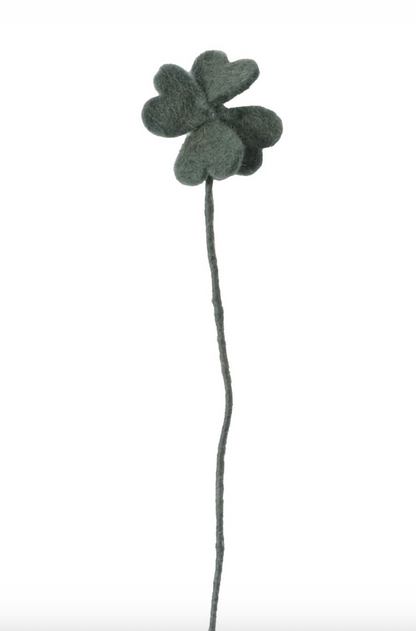 Fleur trèfle Clover Dark Green en laine – Aveva