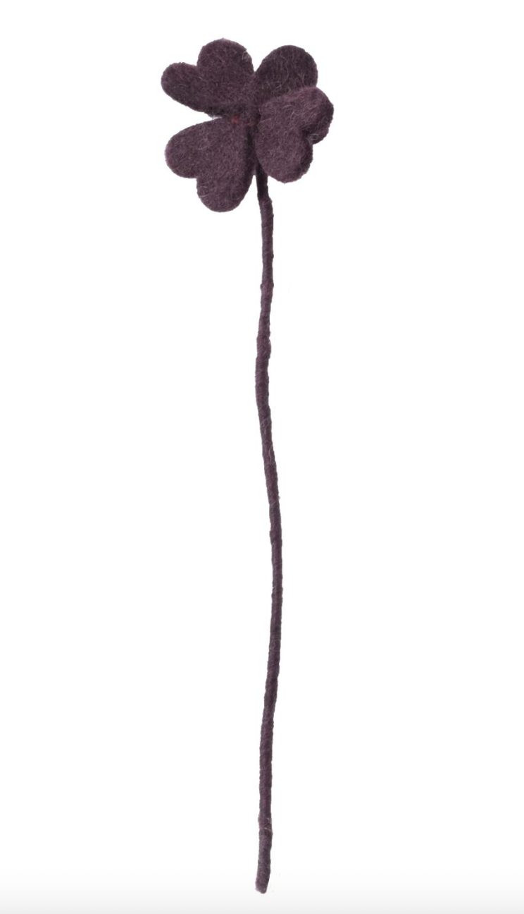 Fleur trèfle Clover Deep Red en laine – Aveva