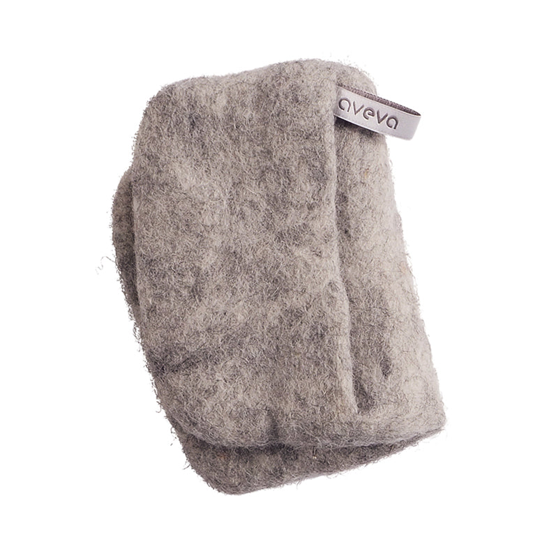 Manique en laine Aveva Raw Nature, coloris gris-brun chiné, vue entière sur fond blanc