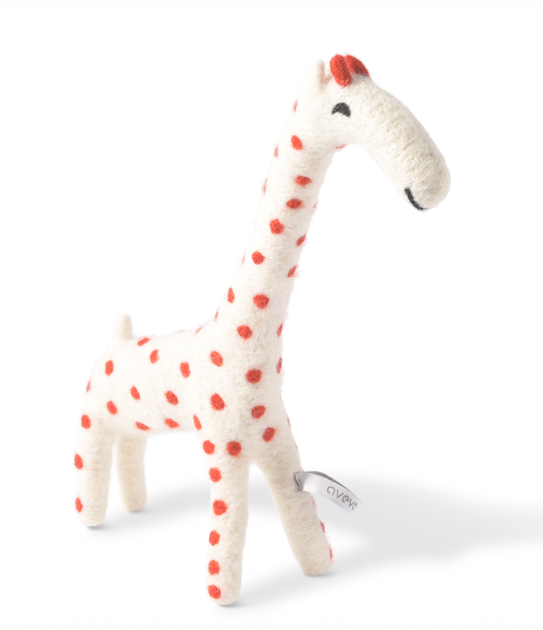 Gigi la girafe blanche Aveva en laine feutrée à pois rouge orangé
