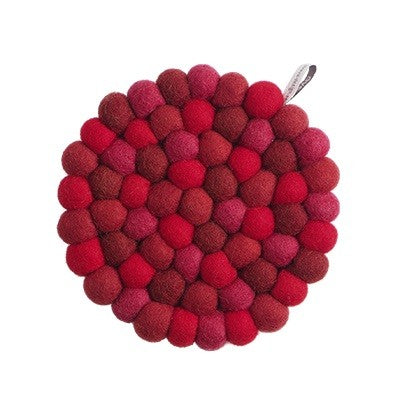 Dessous de plat rond Aveva 17 cm Cerise en laine