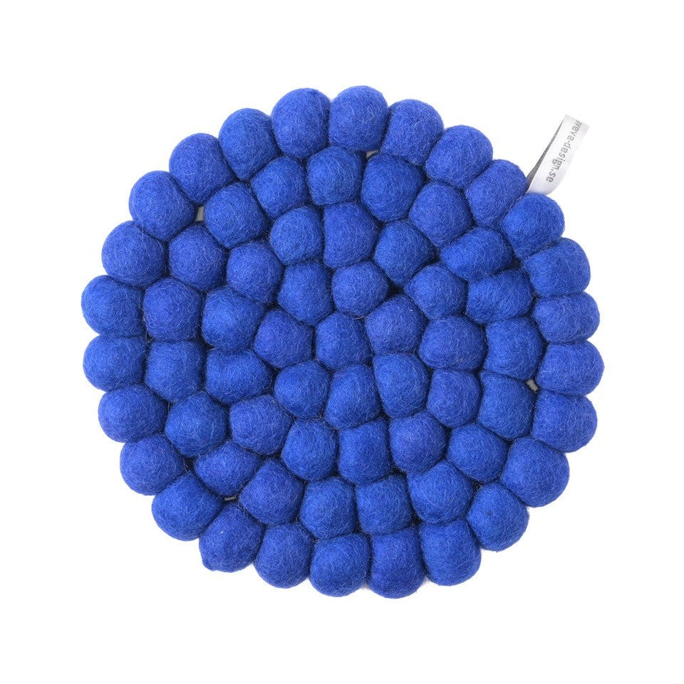 Dessous de plat rond Aveva 17 cm Bleu électrique en laine