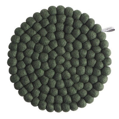 Grand dessous de plat rond Aveva 25 cm Vert mousse en laine