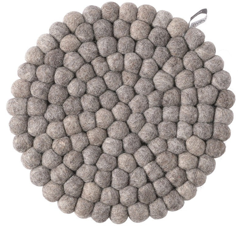Grand dessous de plat rond Aveva 25 cm Raw Nature en laine
