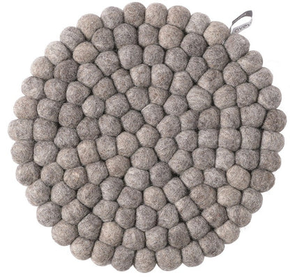 Grand dessous de plat rond Aveva 25 cm Raw Nature en laine
