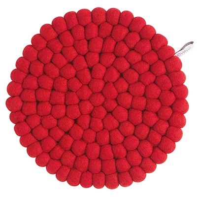 Grand dessous de plat rond Aveva 25 cm Rouge en laine