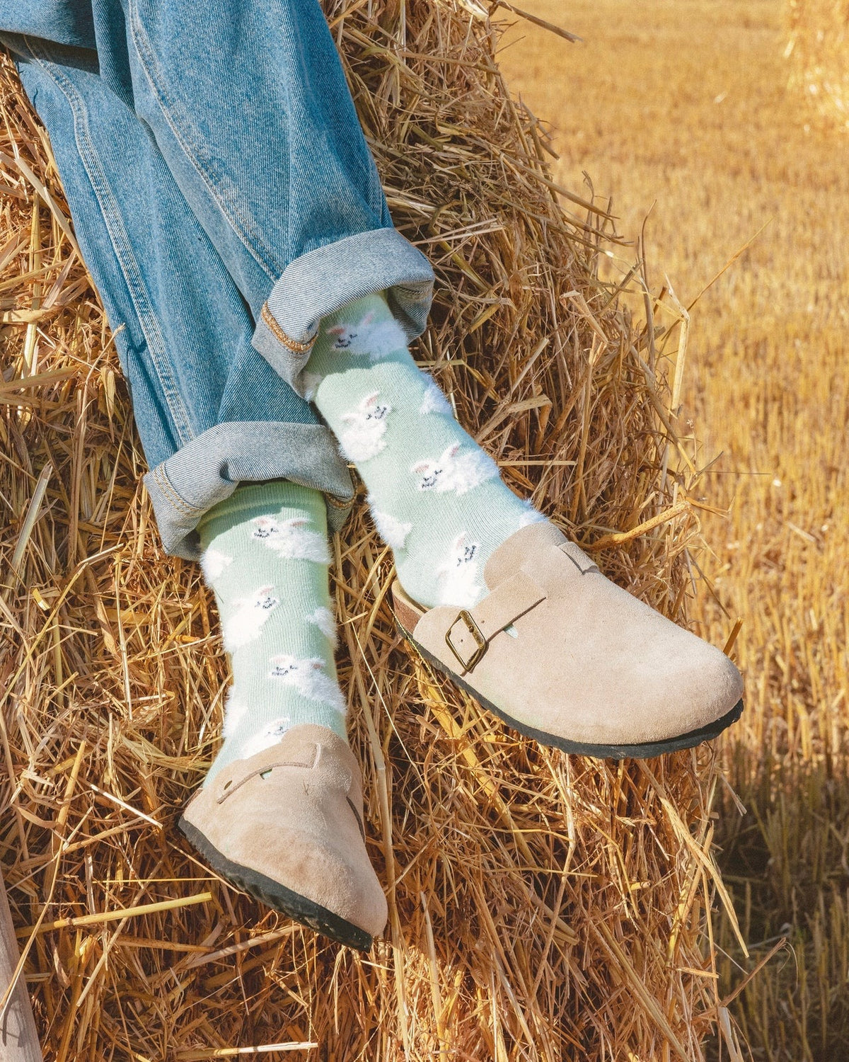 Chaussettes Lapin vert sauge Coucou Suzette – vue principale